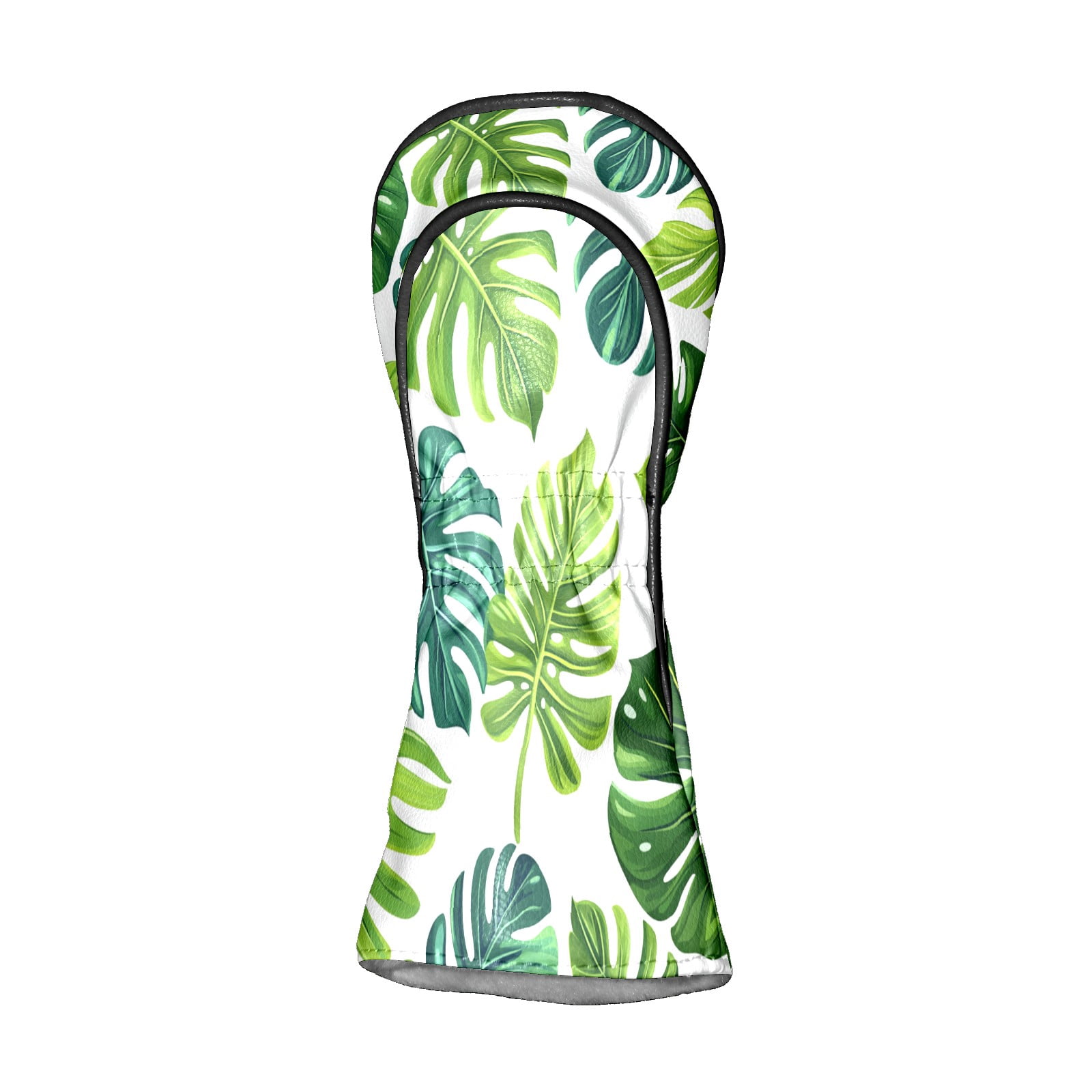 Golf Club Covers PU Leather Waterproof Head Covers for Fairway Woods Hybrids Green Leaves