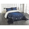thumbnail image 3 of Ambesonne Astrology Quilted Bedspread Set 3 Pcs, Zodiac Dates in Space, King Size, Dark Blue and White, 3 of 5