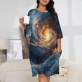 thumbnail image 2 of Blue And Teal Nebula with Golden Particles Sleepshirts For Sleeping Travels Loose Sleepdress Pajama Dress Soft Nightdress Sleepwear, 2 of 7