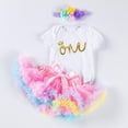 thumbnail image 4 of Tiijoy Baby Girls Birthday Party Short Sleeve Romper Tutu Skirt Headband Set, Sizes 0-24 Months, 4 of 4