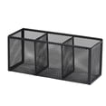 thumbnail image 1 of Portalápices, cesta de almacenamiento organizadora de bolígrafos de malla negra con 3 compartimentos, soportes para brochas de maquillaje, 22,5*9,5*8 cm, 1 of 5