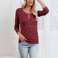 thumbnail image 4 of Xmarks Women's Long Sleeve Henley Tops Pullover with Buttons Down Casual Loose Fit Red US 8, 4 of 7