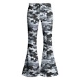 thumbnail image 7 of Spazoro Girls Flare Pants with Pockets, Loose Fit High Rise Button Zip Camo Print Lightweight Bell Bottom Trousers for Street Daily Wear Gray Size 13-14, 7 of 7