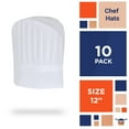 thumbnail image 2 of White Viscose Disposable Chef Hats, Pleated Tall Style, 10 Count, 12 in, 2 of 6