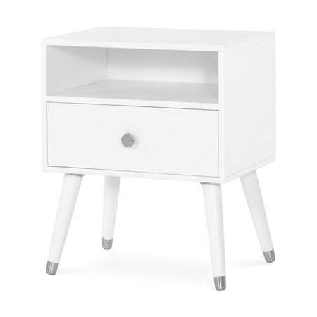 Child Craft Mod Drawer and Shelf Nightstand Accent Table for Nursery or Bedroom, Large Storage Drawer and Shelf, Made of Sturdy Pinewood, Non-Toxic, Baby Safe Finish (Matte White)