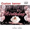 thumbnail image 2 of Banner decorativo con dicódigos personalizados en oro rosa, feliz 67 cumpleaños, 2 of 7