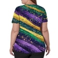 thumbnail image 4 of Womens Mardi Gras Scrub Tops Sparkly Short Sleeve Mask Print Uniform Sequins Feathers Print V Neck Holiday Scrubs with Pockets, 4 of 5