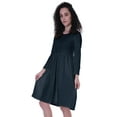 thumbnail image 4 of Moomaya Womens Full Sleeves Gathered Waist Dress Casual Relaxed Fit Swing Dresses w/ Pockets, 4 of 8