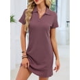 thumbnail image 6 of Women T Shirt Summer Dress Casual Business Mini Loose V-Neck Short Sleeve Dresses Brick Red L, 6 of 10