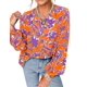 thumbnail image 1 of Camisa de Mujer PRETTYGARDEN Floral Abotonada Naranja XL, 1 of 8