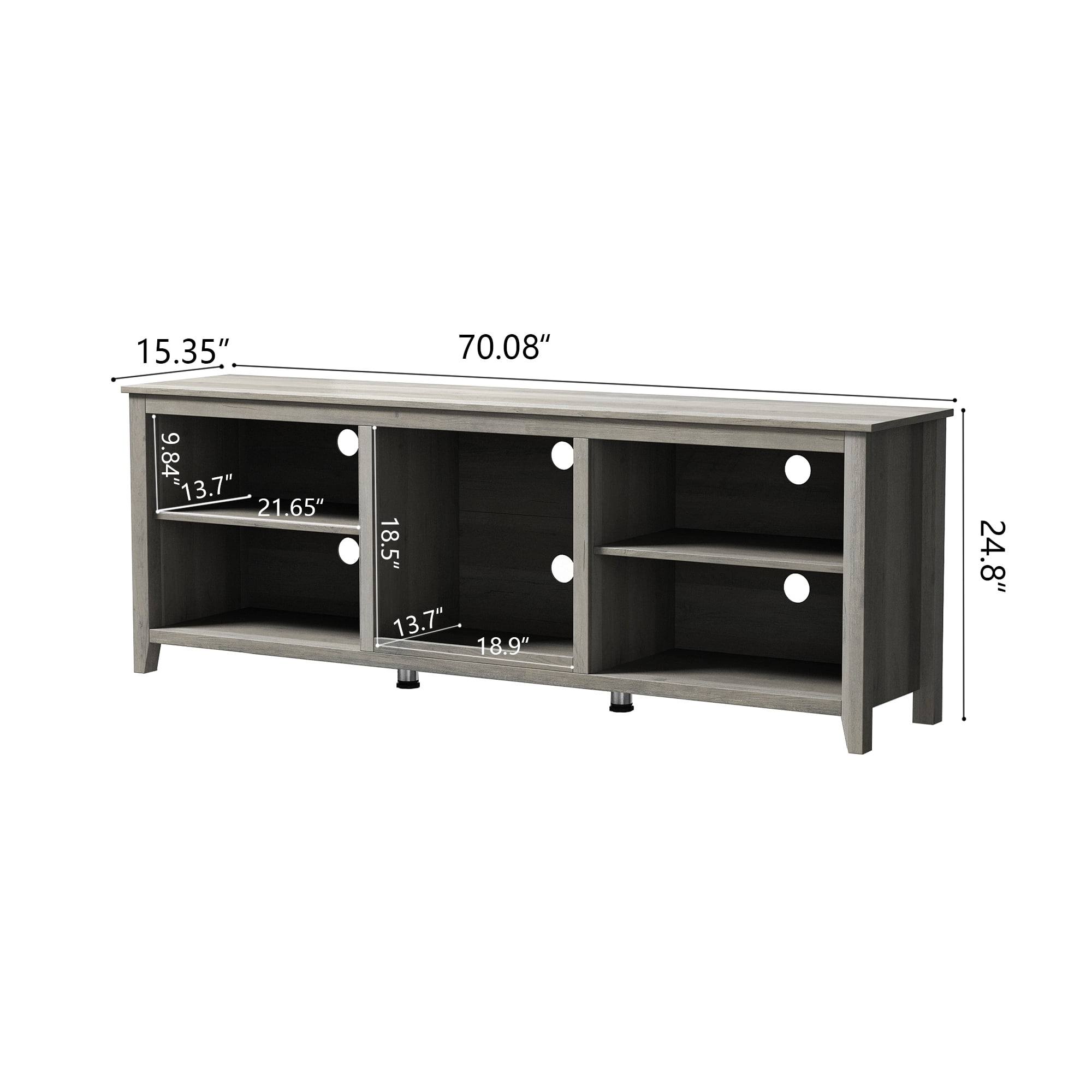 Kadyn TV Stand Entertainment Center for TVs up to 78", Grey Walnut TV Cabinet