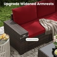 thumbnail image 4 of STARY 7 Pieces Outdoor Conversation Set With Fire Pit Table, Wide Armrests Outdoor Modular Wicker Furniture Set, Red, 4 of 10