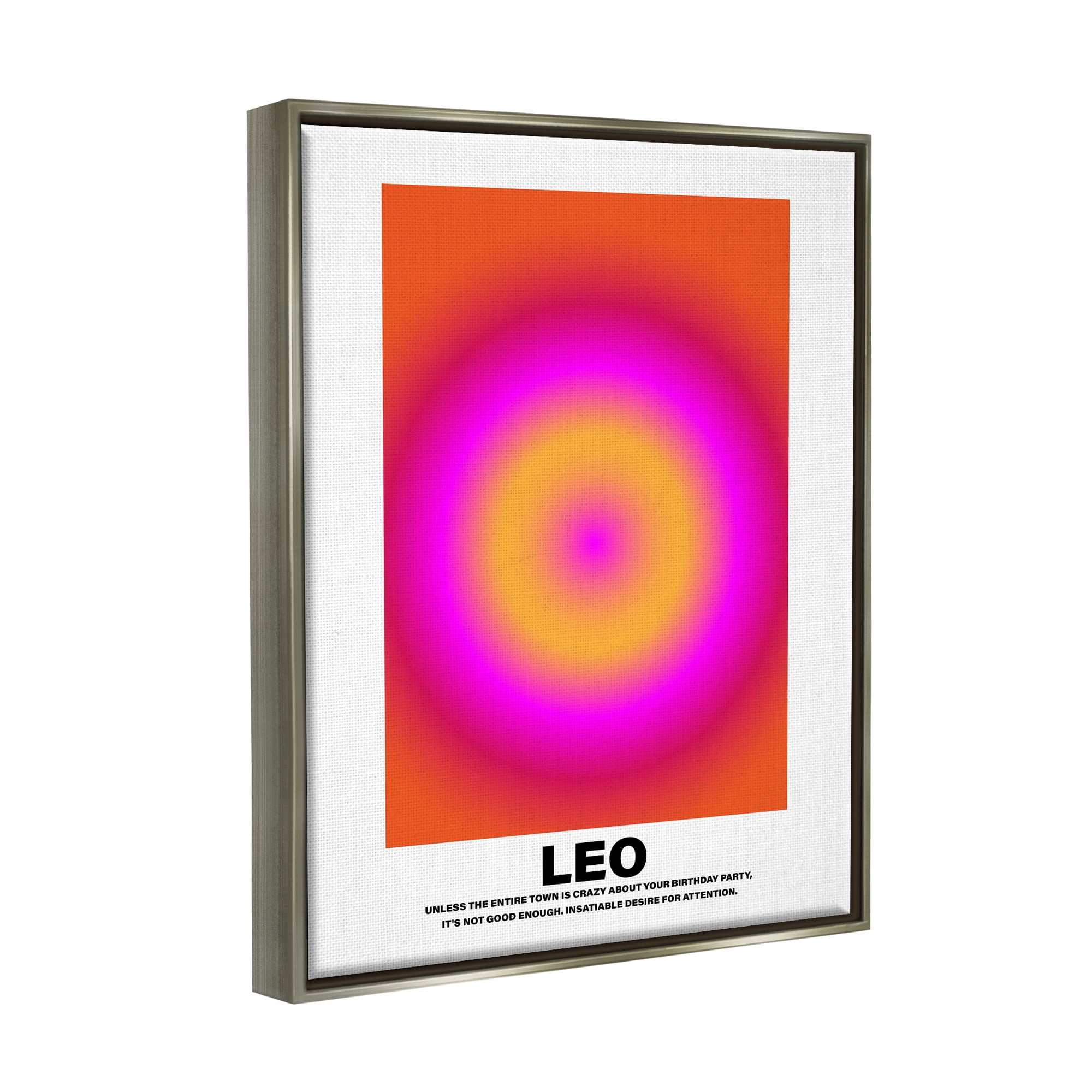 Stupell Industries Funny Leo Astrology Abstract Painting Gray Floater Framed Canvas Art Print Wall Art, 17 x 21
