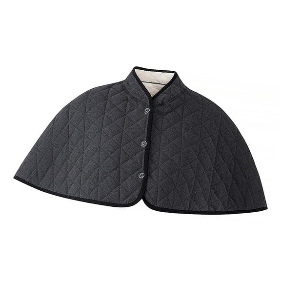 Winter Warm Shoulder Brace Shawl Wrap Fleece Lined Ponchos Capes Button Front Stand Collar Capelet Short Cloak for Women