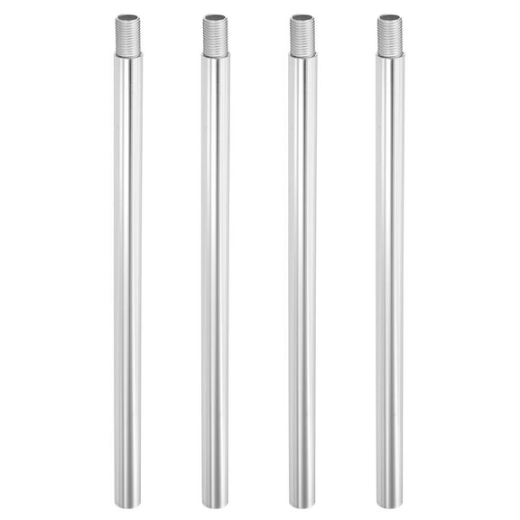 Uxcell Threaded Extension Rod, 4 Sets 8" M10 x 1mm Fine Thread Lamp Pipe with Lamp Pipe Nipples for Pendant Light Island Lighting Chandeliers Stems, Silver Tone