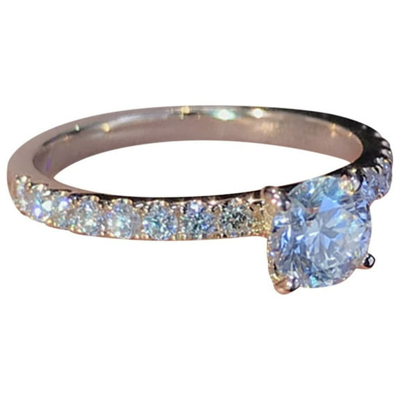 BKBP Ladies Full Diamond Ring Requesting Engagement Rose Gold Silver Women Fashion Trend Single Zircon Jewelry Rings for Size 6 10 Elegant Adjustable Minimalist Thumb Finger Rings Great Gift for Her