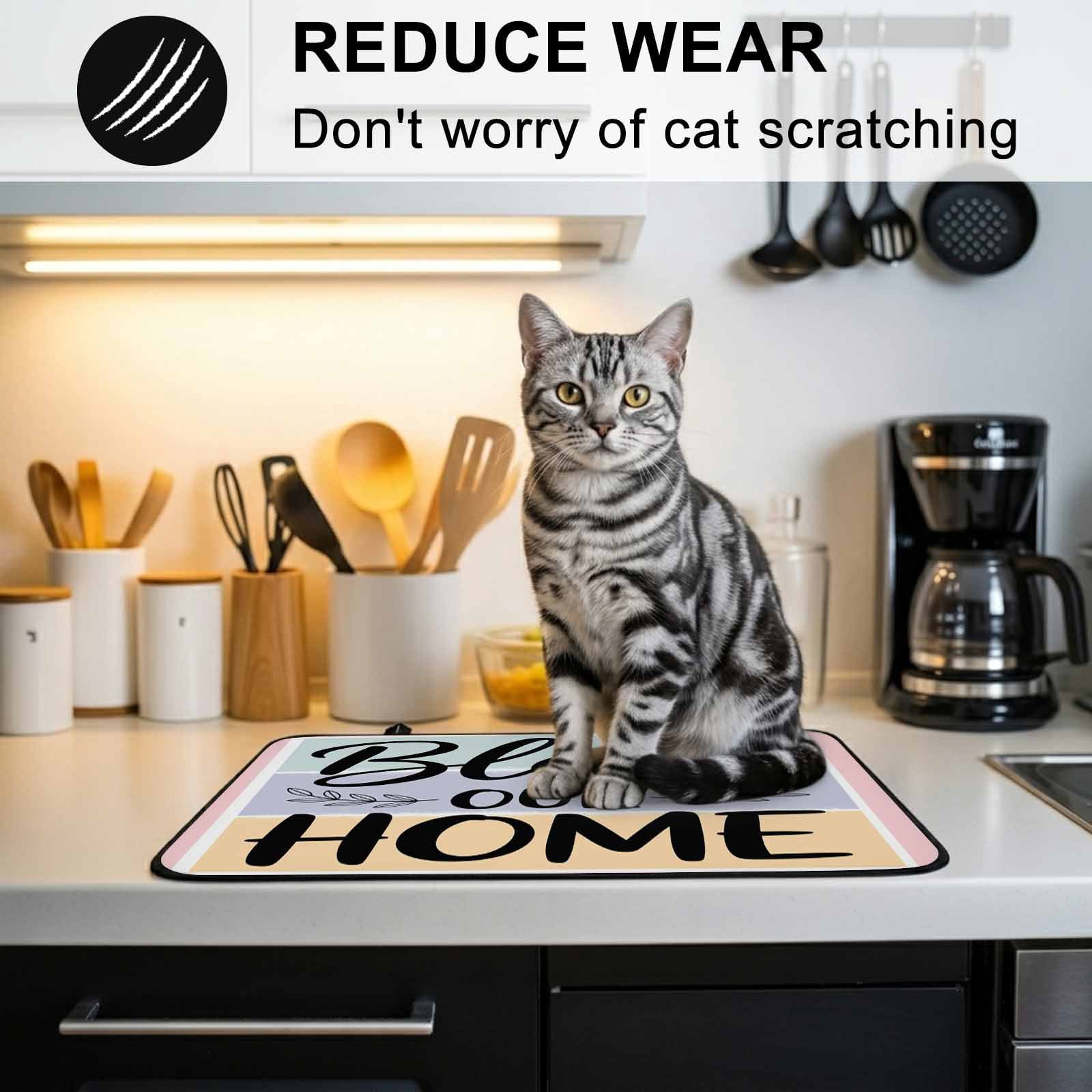Bless Our Home Stove Top Cover for Electric Stove, Heat-proof & Non Slip Glass Top Stove Cover Protector, Wheat Color Black Stripes Aesthetic Kitchen Flat Cooktop Rubber Mat 24x21 Inches