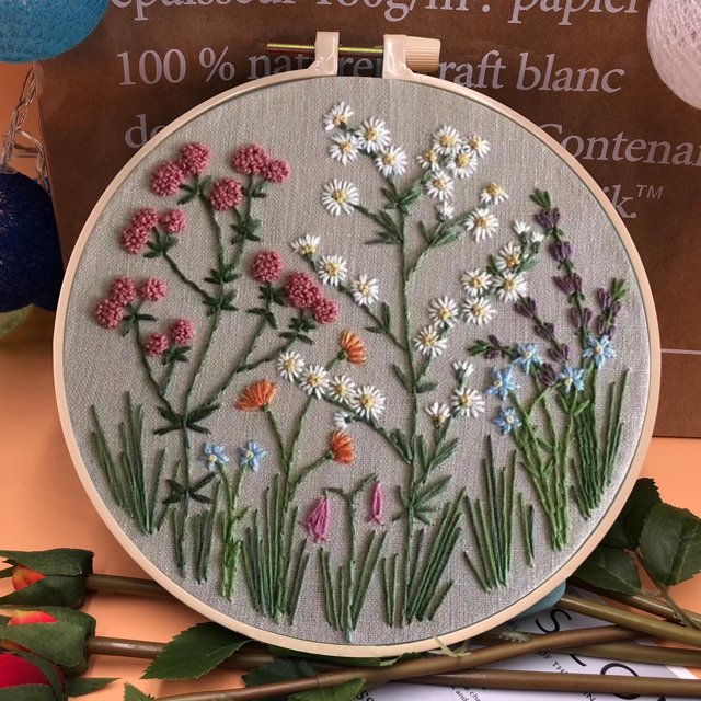 EGNMCR Beginner's Embroidery Flower Kit,Beginner Hand Embroidery 0 Based Diy Hand Embroidery Material Package embroidery embroidery