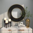 thumbnail image 2 of CosmoLiving by Cosmopolitan 35" x 35" Black Ribbed Wall Mirror with Gold Edges, 2 of 14