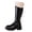 Black, variant on Chunky Woman Boots Mid-Calf Furry White Buckle Faux Leather Round Toe Shoes Womans Shoes 43