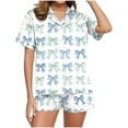 thumbnail image 4 of Tnhcen Women's Nightwear Pajamas Set Button Down Short Sleeve Top Lounge Shorts Sleepwear​ S-2XL, 4 of 7