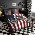 thumbnail image 2 of Meiyoeat Patriotic Dirt Bike Full Size Bedding Sets 7 Pieces for Men, USA Flag Print Full Size Bed in a Bag, Red White Blue,Black Reversible, 2 of 6