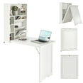 thumbnail image 1 of Gymax Bureau d'Ordinateur Mural Convertible, Bureau Flottant avec Bibliothèques de Rangement, Blanc, 1 of 10