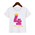 thumbnail image 5 of Camiseta de algodón estampada con número de cumpleaños de corona, regalo de cumpleaños para niños, camiseta para niña, camiseta divertida y linda para bebé, ropa para niños, 5 of 5