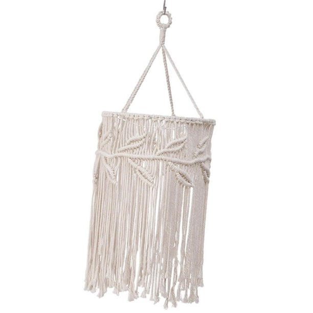 Pantalla de lámpara de techo de macramé, accesorio colgante, elegante tejido a mano estilo bohemio.