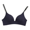 thumbnail image 4 of QLEICOM Everyday Bras for Women, Women's Comfort Lift Wirefree Bra Lace Beauty Back Solid Strap Wrap Plus Size Bras Underwear Bras No Underwire Blue Cup 70C, 4 of 5