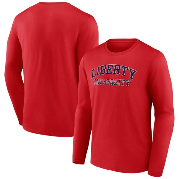 Men's Red Liberty Flames School Name Long Sleeve T-Shirt