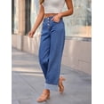 thumbnail image 4 of Merokeety Womens 2026 Mid Rise Button Fly Baggy Wide Leg Denim Jeans blue 16, 4 of 5