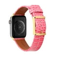 thumbnail image 2 of For Apple Watch Size 42/44/45mm Genuine Leather Replacement Band Strap Hybrid Wristbands Design Gold Buckle for iWatch Series 7/SE/6/5/4/3/2/1 [Pink Animal Skin], 2 of 6