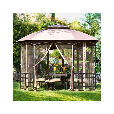Small Gazebo Sunjoy Group Intl Pte L-GZ660PST Catalina Gazebo With Canopy & Netting, Octogon Shape, 12 x 9.8 x 9.4-Ft. ()