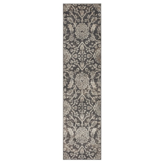 Mohawk Home Monroe Low Pile Latex Backed Stain and Fade Resistant Ornamental Gray Indoor Area Rug, 1' 11" X 10'