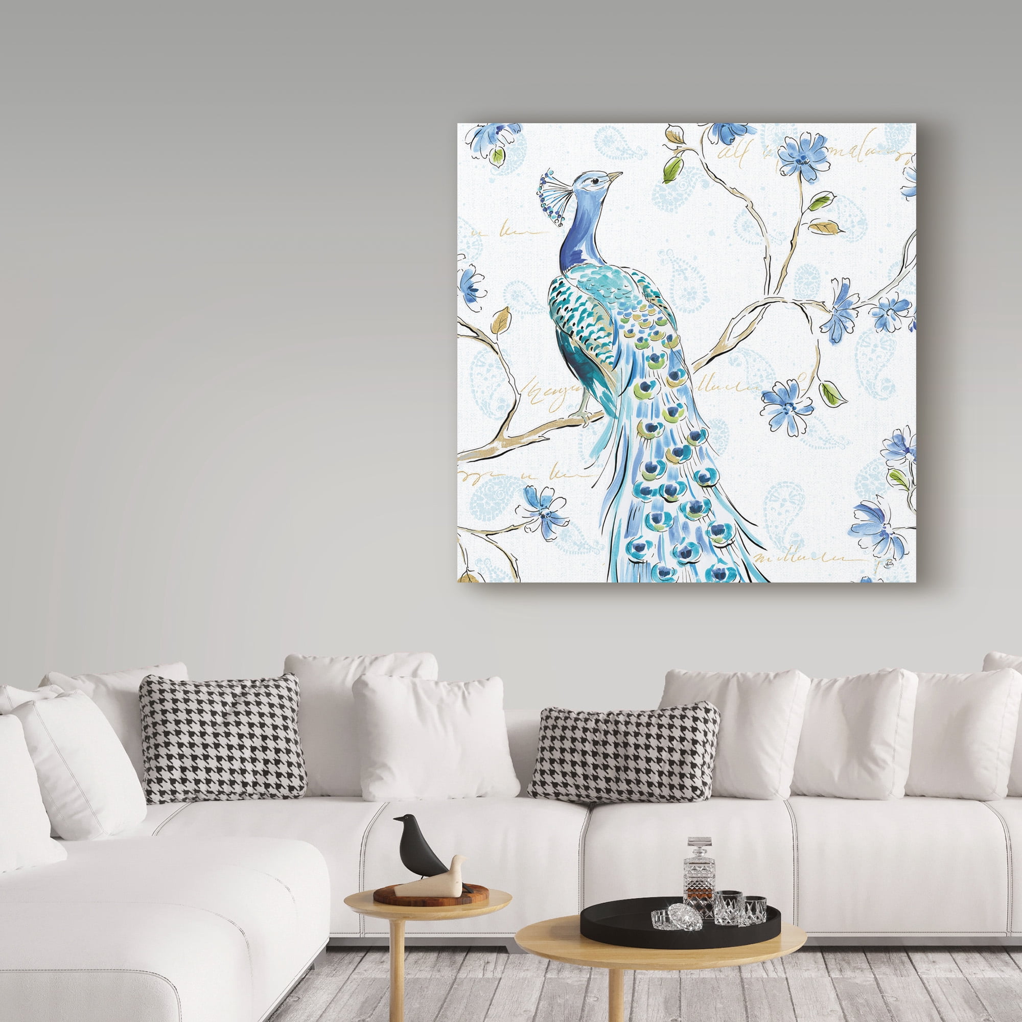 Trademark Fine Art 'Peacock Allegory III White' Canvas Art by Daphne Brissonnet