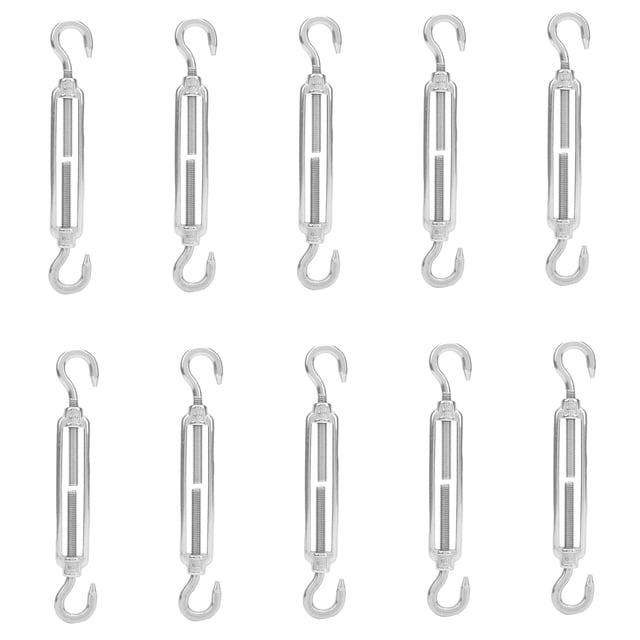 Rope Tensioner,10pcs 304 Strainer Stainless Hookand Hook Turnbuckle Rope Cable Tensioner Dependable Performance