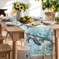 thumbnail image 2 of Table Runner 90 Inches Long for Kitchen Dining, Sea Turtle Coastal Dresser Scarf Farmhouse, Dining Table Decorations for Wedding/Parties, Vintage Teal Nautical Beach Botanical 13 x 90 In, 2 of 9
