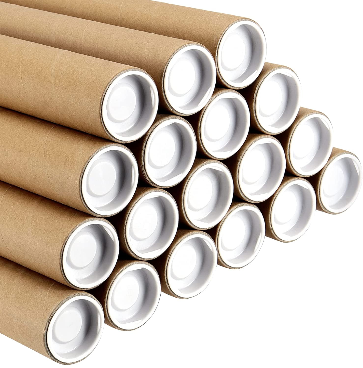 JEUIHAU 18 PCS 1.5 x 16 Inch Kraft Mailing Tubes with Caps, Spiral