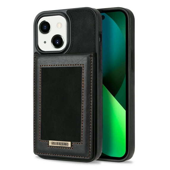 Back Wallet Case for iPhone 14 Plus, RFID Blocking Card Slots Holder Premium PU Leather Protective Cover with Kickstand Magnetic Closure Shockproof Anti-Fingerprint Dustproof Case,Black