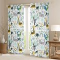 thumbnail image 2 of Homewish Cartoon Zoo Animal Curtains Pack of 2 (42x84 Each), Kawaii Cat Giraffe Koala Curtains Blackout, Palm Leaf Plant Bedroom Curtains, Window Curtains Decor, 2 of 6