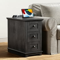 FAGAGA End Table with 3 Drawers for Living Room,Nightstand Sofa Side Table with Charging Station,Black