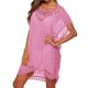 thumbnail image 1 of Vestido de playa con encaje, crochet hueco, cubierta para mujer, traje de baño, traje de baño, rosa Advancent AP002503-03, 1 of 6