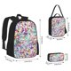 thumbnail image 2 of Disketp Colorful Watercolor Dots Mochila Estampada de Gran Capacidad con Lonchera y Estuche, Set de 3 Piezas para Estudiantes, 2 of 7