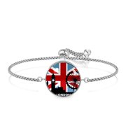 OWNTA UK British Flag London Pattern Stainless Steel Adjustable Bracelet with Unique Patterns - Stylish Jewelry Piece