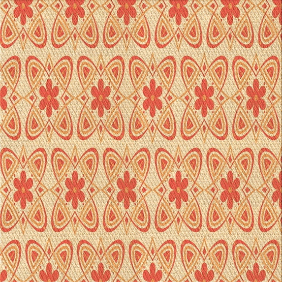 Ahgly Company Indoor Square Patterned Orange Red Orange Area Rugs, 5' Square