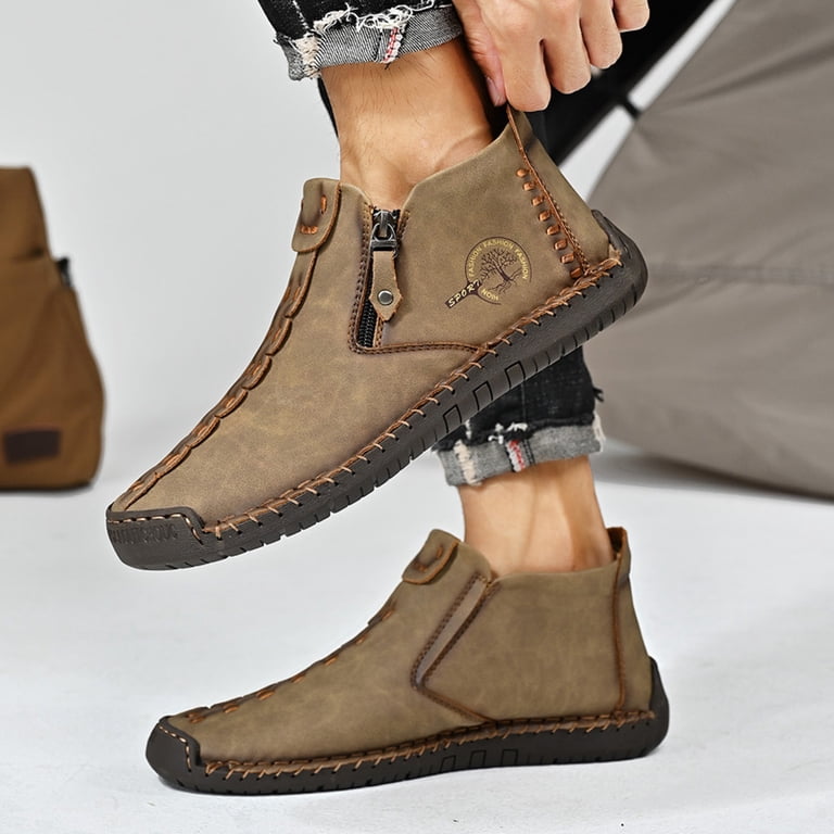 Mens Leather Casual Shoes Slip On Lightweight Ankle Chukka  display picture 3