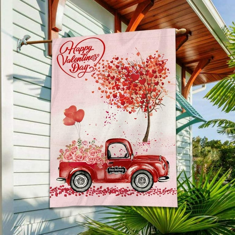 Home4Ever Valentines Day Garden Flag - 12.5 x 18 Inch Seasonal Welcome Yard  Decor for Outdoor Patio, House, Lawn, Porch - Double-Sided Banner with