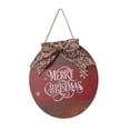 thumbnail image 3 of Letrero navideño de madera para puerta, letrero colgante redondo de Navidad con lazo, letra colgante decorativa para interiores, copo de nieve, 3 of 14