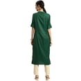 thumbnail image 3 of eloria Women's Fashion Solid Mandarin Collar Kurti, Fabric : Cotton, Color : Green, Size : Large, 3 of 7